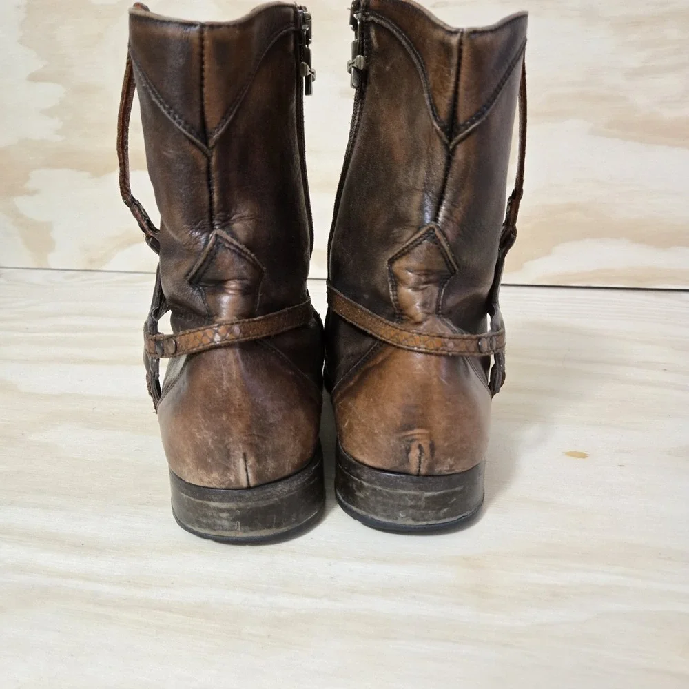 Mark Nason Corleone Cross Brown Leather Boots Men's 13 Made In Italy 67171